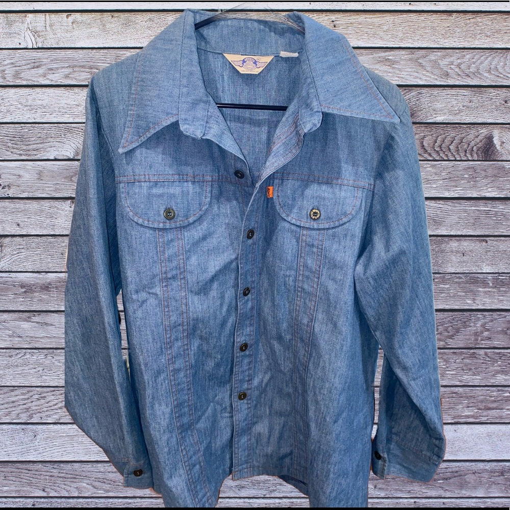 RARE 1970s LEVIS ORANGE TAB HEAVY DENIM SHIRT